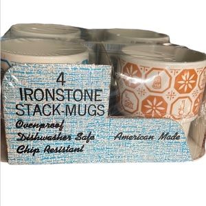 NWT NIB 4 Ironstone Stack Mugs